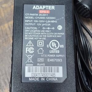ADAPTER EPS-3 CYUS50-120300C 25-2311 100-120V 60HZ 1.5A 12V 3A